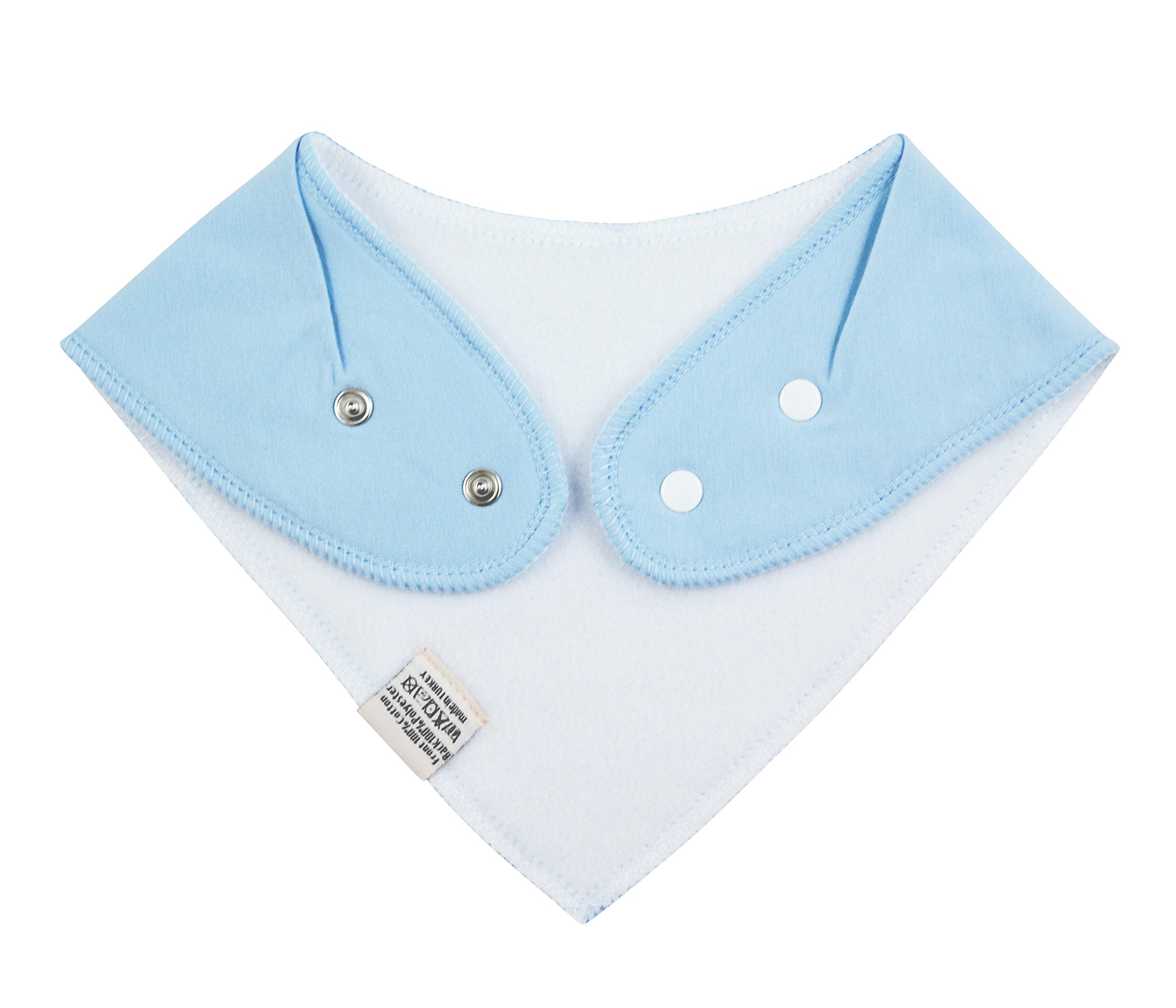 M.M.C. Set de 8 bavoirs triangulaires unis en coton avec boutons-pression réglables pour bébé garçon et fille