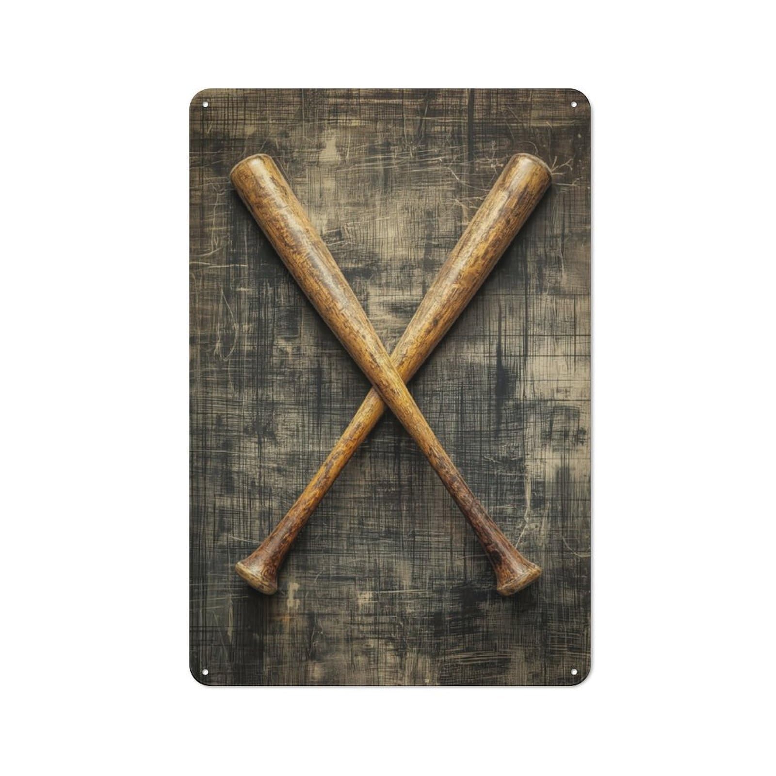 Junmoney Crossed Baseball Bats Metal Plaque 30X20cm With For Pub Or Café, Rustic Decor, For Pub Decor Enthusiasts