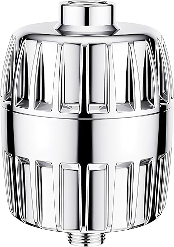 Kintim Filtro de ducha para agua dura con presión completa, filtro de agua de ducha a prueba de obstrucciones con 304 hilos inoxidables, elimina el