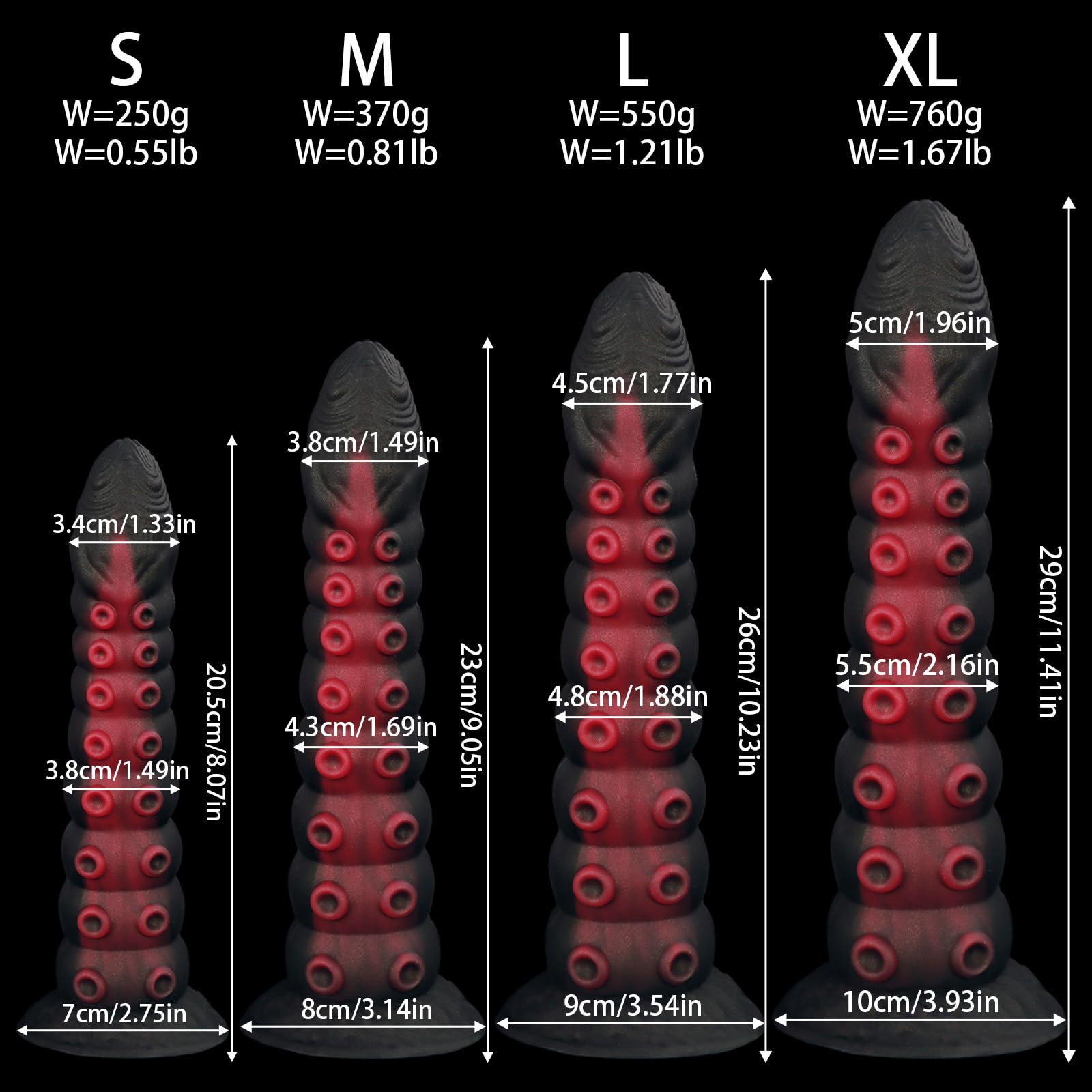 AMAZBEE Plug anale in silicone per allenamento di espansione Dildo anale a tentacoli con ventosa potente Plug anale mostruoso Sex toy per massaggio della prostata e del punto G (XL,1)