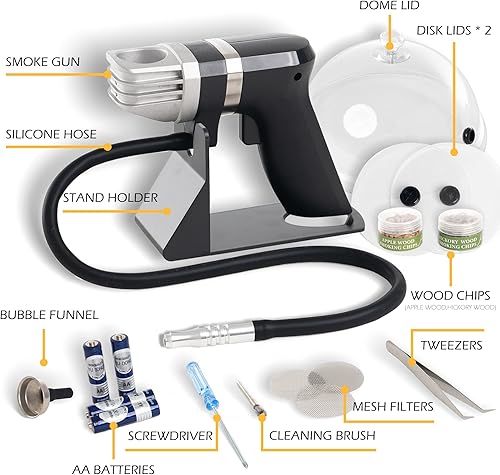 Miniatura 6 de WITANHURST Ahumador de cóctel portátil de mano pistola de fumar en frío, ahumador eléctrico, kit de infusor de humo frío para alimentos y bebidas,