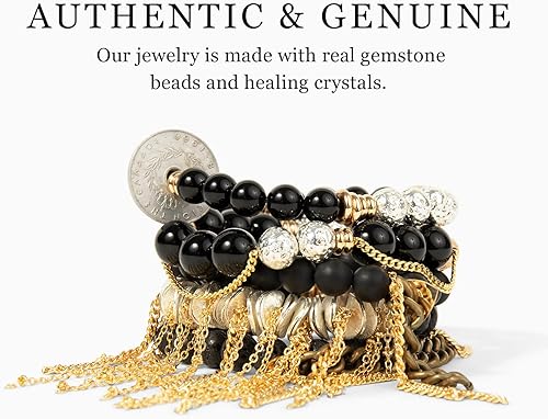 Miniatura 5 de THE LACE PROJECT Pulseras de cuentas hechas a mano Auténticas piedras preciosas y cristales con propiedades curativas Herrajes rellenos de oro