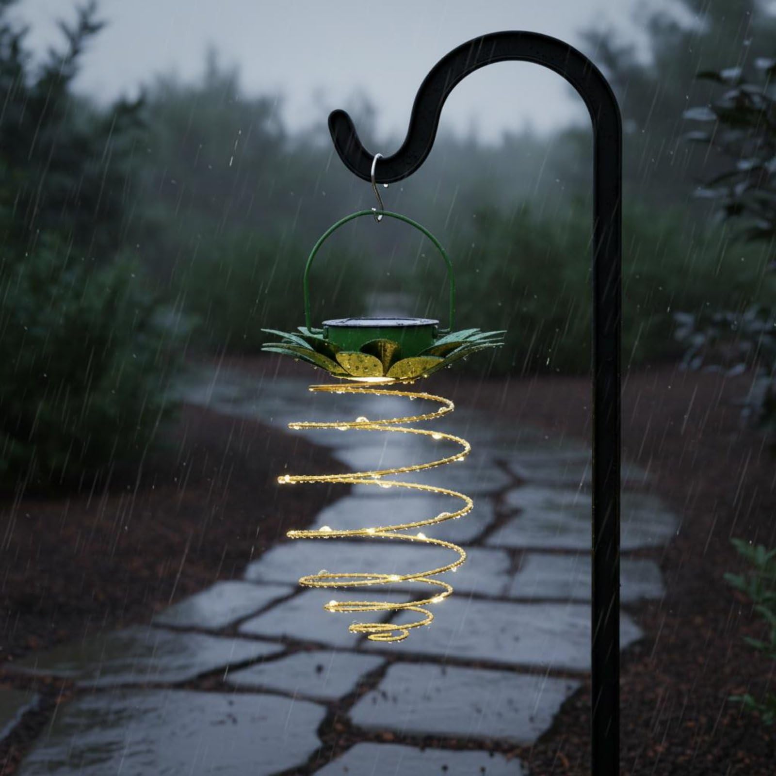 2 Pieces Waterproof Solar Pineapple Light Auto On/deactivated Pineapple Hanging Lantern Wrought Iron Solar Lantern for Patio, Yard, Balcony, Pathway, 60LED 1 Pack-image-27
