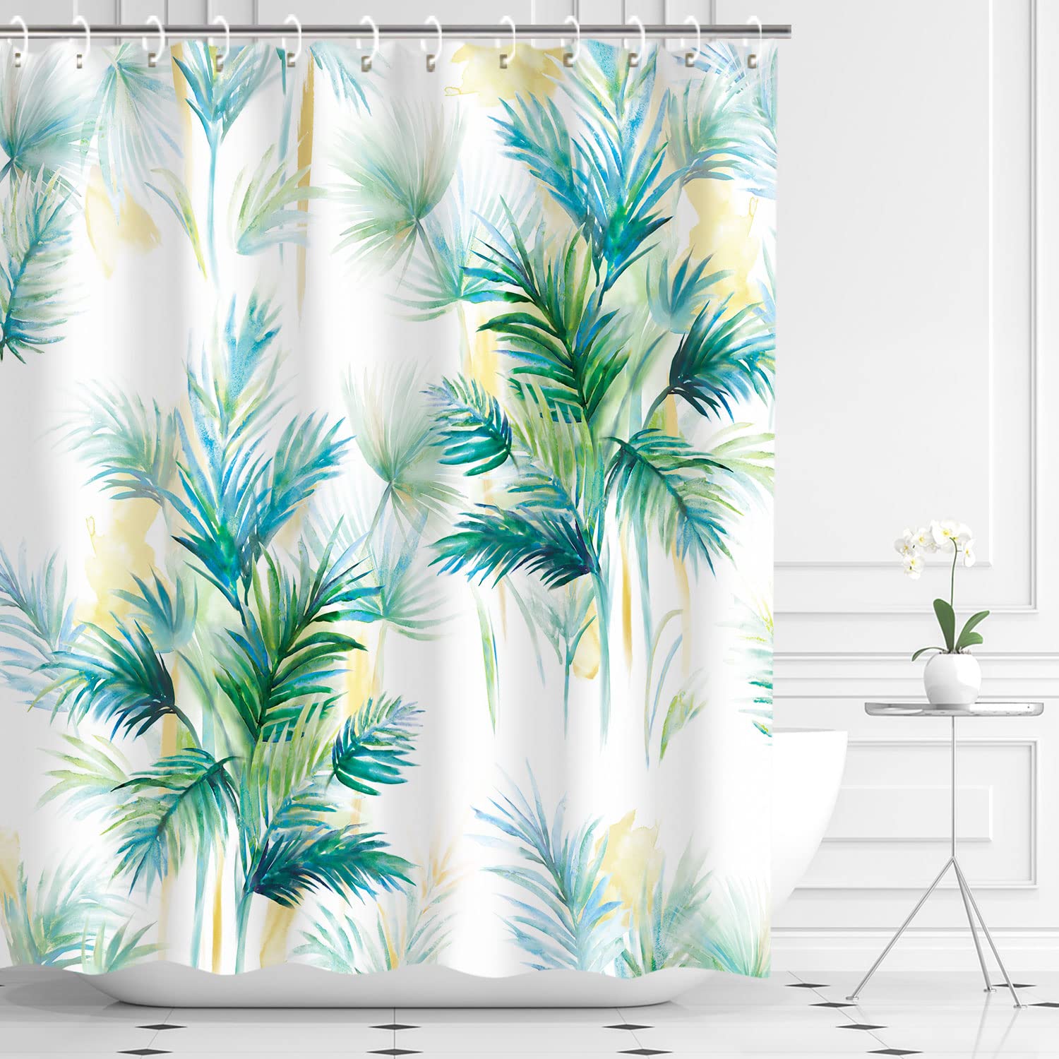 LIVILAN Tenda Doccia Con Motivo Floreale Blu E Viola - 170x180 Cm, Impermeabile Con 12 Ganci Inclusi