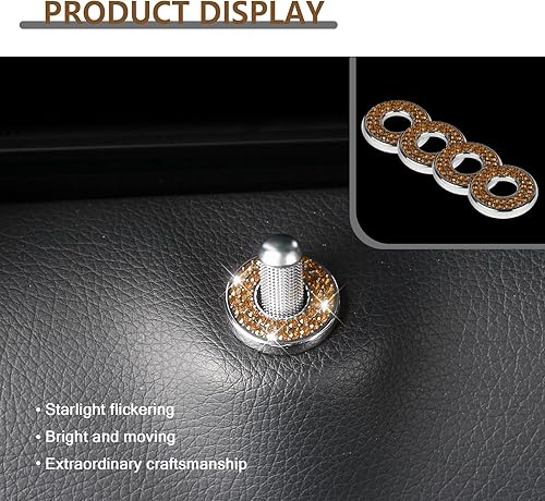 Miniatura 6 de Pack-4 fundas para cerradura de puerta de automóvil, adornos de diamantes de imitación, calcomanías de cristal, tapa de perno de puerta, compatible
