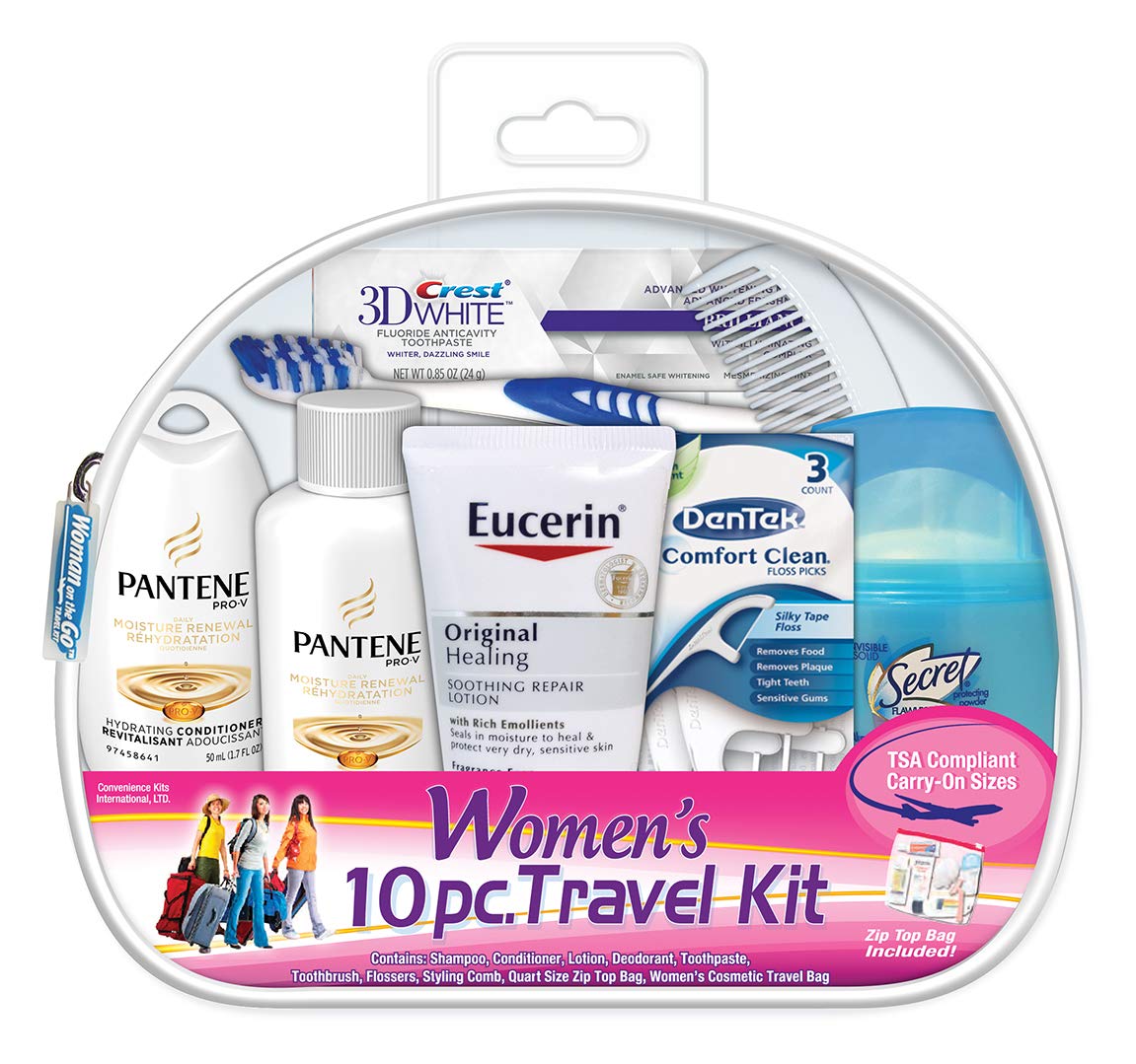 Kit de viaje de lujo para mujer de 10 piezas (paquete de 6), con productos capilares Pantene