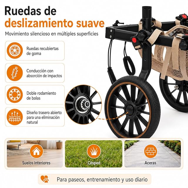 Foto 5 de 8 de Silla de ruedas para perros grandes talla L ajustable para patas traseras