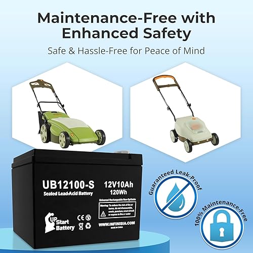 Miniatura 5 de Paquete de 2 baterías UpStart de repuesto para podadoras Neuton CE5  UB12100-S batería de plomo ácido sellada universal (12 V, 10 Ah, 1000 mAh,