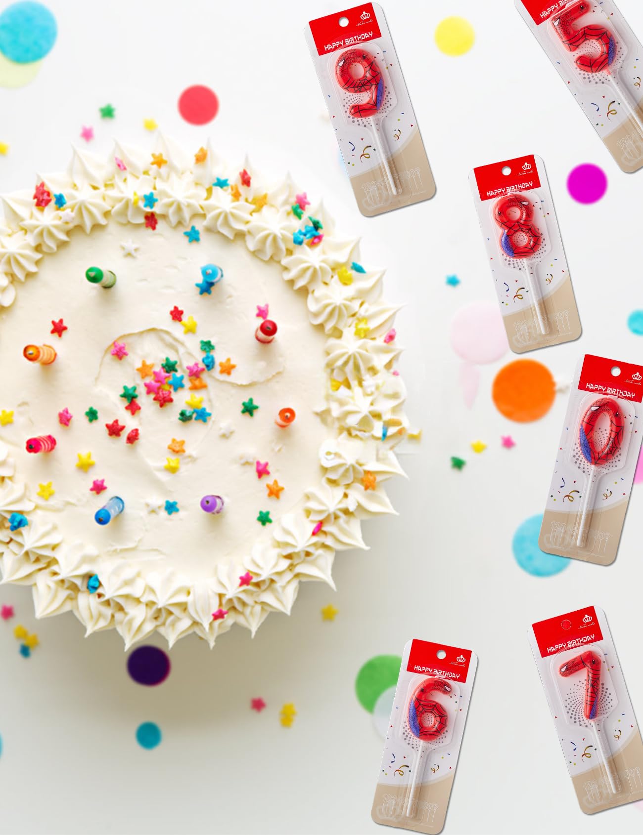 Gezan Bougies d'anniversaire sur le thème de l'araignée - Bougies en forme de chiffre pour gâteau de l'Avent - Bougies en toile pour garçon et fille - Fournitures de décoration de fête d'anniversaire