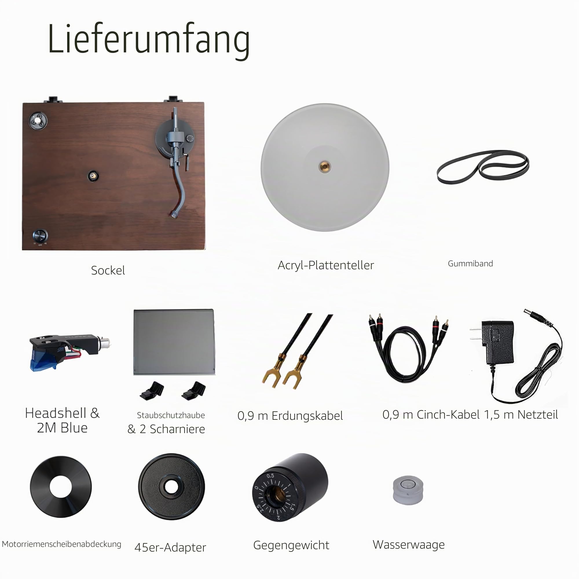 Fluance RT85 Referenz Plattenspieler – Ortofon 2M Blue Tonabnehmer, Acryl-Teller, Geschwindigkeitsregelung, Massiver MDF-Holzplinth, Vibration-Isolationsfüße - Walnuss