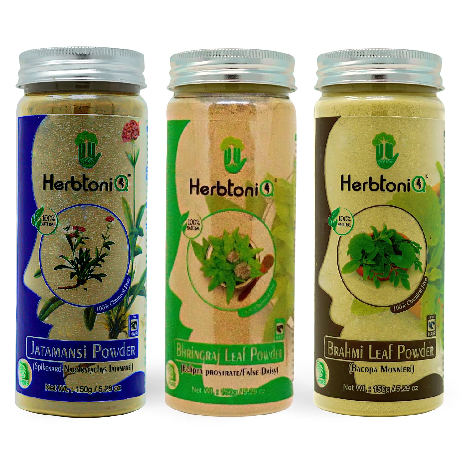HerbtoniQ 100% Natural Jatamansi, Bhringraj Leaf and Brahmi Leaf Powder For Dandruff, Hair-Fall Hair Care regimens (450 Gram)-image-39