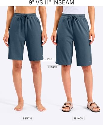 Viodia 9/11 Comfy Bermuda Shorts for Women Sweat Knit Long Shorts Knee Length Jersey Shorts for Lounge Casual
