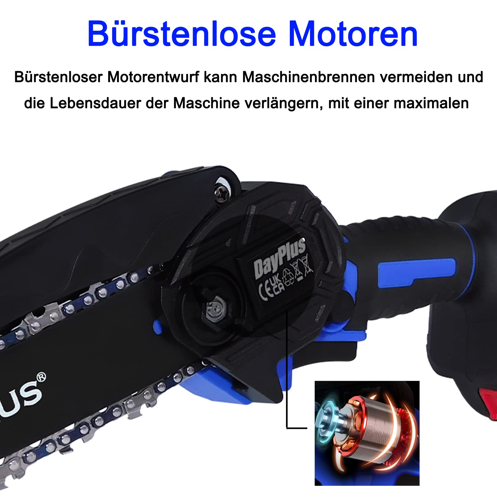 motosega a batteria, motosega elettrica, senza spazzole, mini motosega con batteria da 1500 mAh e caricabatterie, motosega da 6 pollici, sega elettrica per legno, uso portatile da giardino
