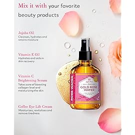 24 Karat Gold Rose Water Toner by Leven Rose Natural Moroccan 24K Rosewater Toner 4 oz