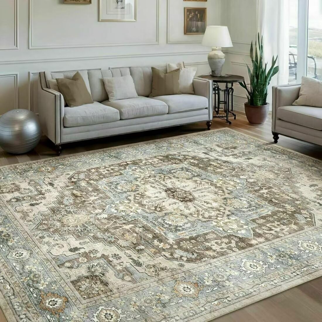 Tapis Décoratif de Salon Vintage Résistant aux Taches 50X70CM
