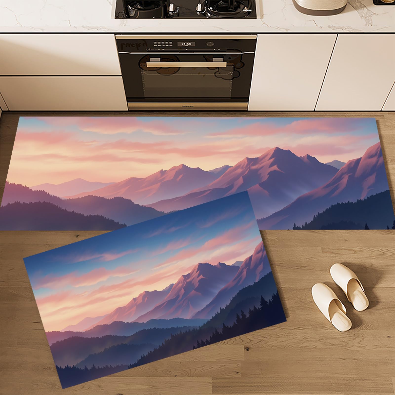 Alfombras de cocina de paisaje montañoso para transformar tu hogar