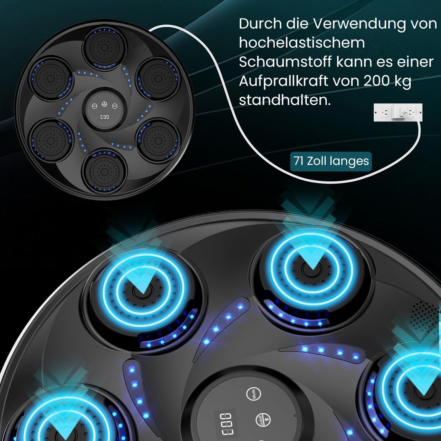 2025 Neu Music Boxing Machine mit Bluetooth,LED Licht BoxMaschine mit Musik mit Boxhandschuhen, Elektronische Boxing Machine zur Wandmontage mit 9Geschwindigkeitsmodi und Zählmodus