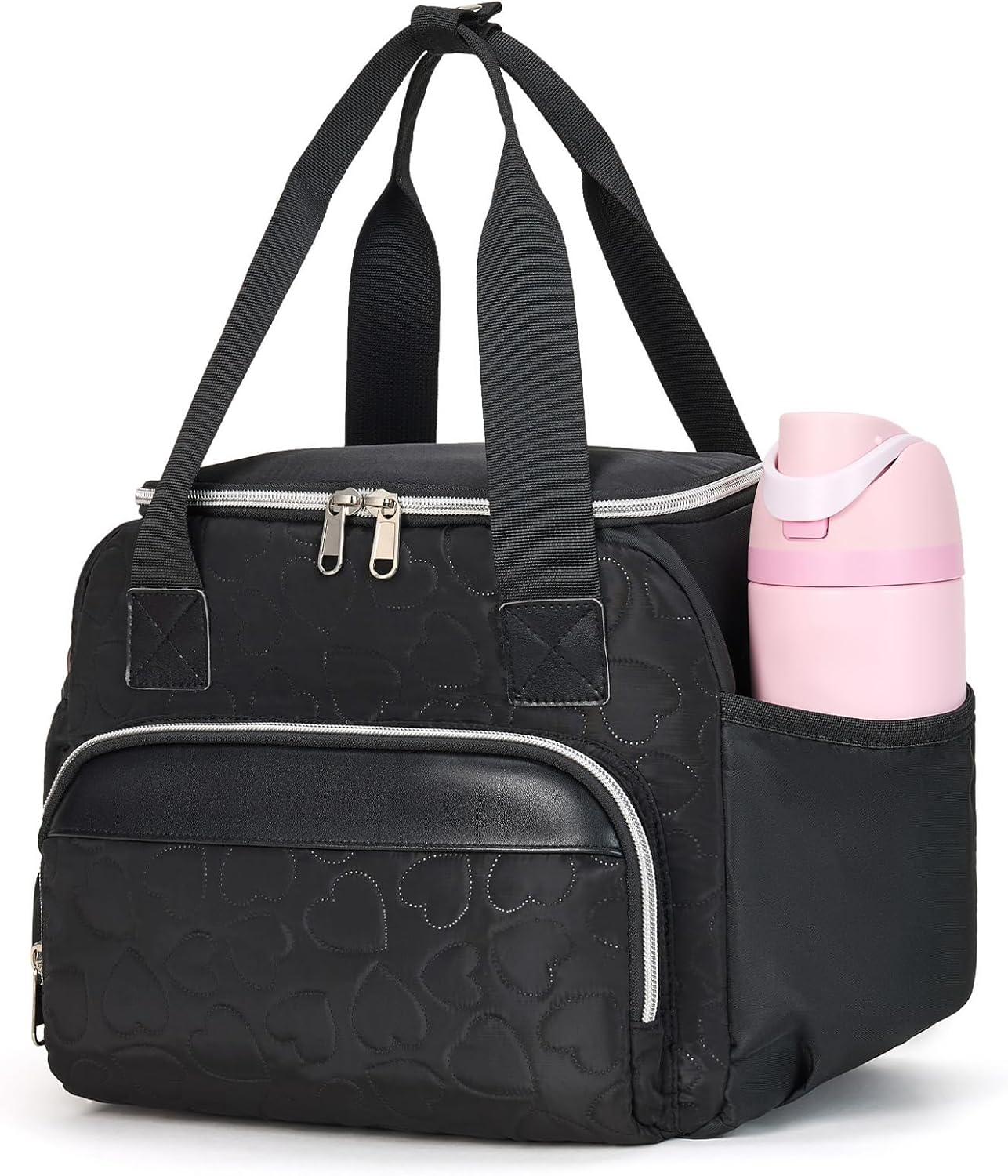 holuxer Insulated Lunch Bags for Women - Large Reusable Leakproof Cute Lunch Box for Adult, Portable Cooler Tote Bag for Work Picnic Meal Prep (Black)