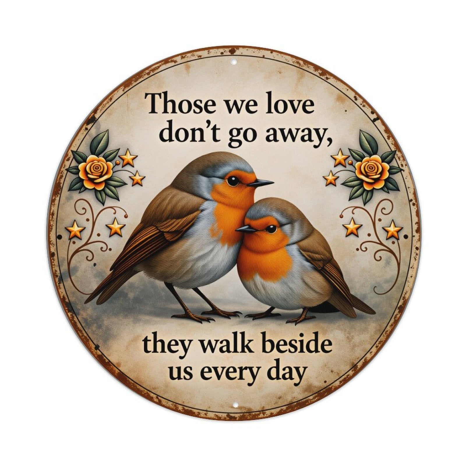 Birds Roses Stars Flowers Text Metal Tin Sign Vintage Garden Bedroom Cafe Bar Man Cave Home Wall Decor Metal Poster 8x8 inches