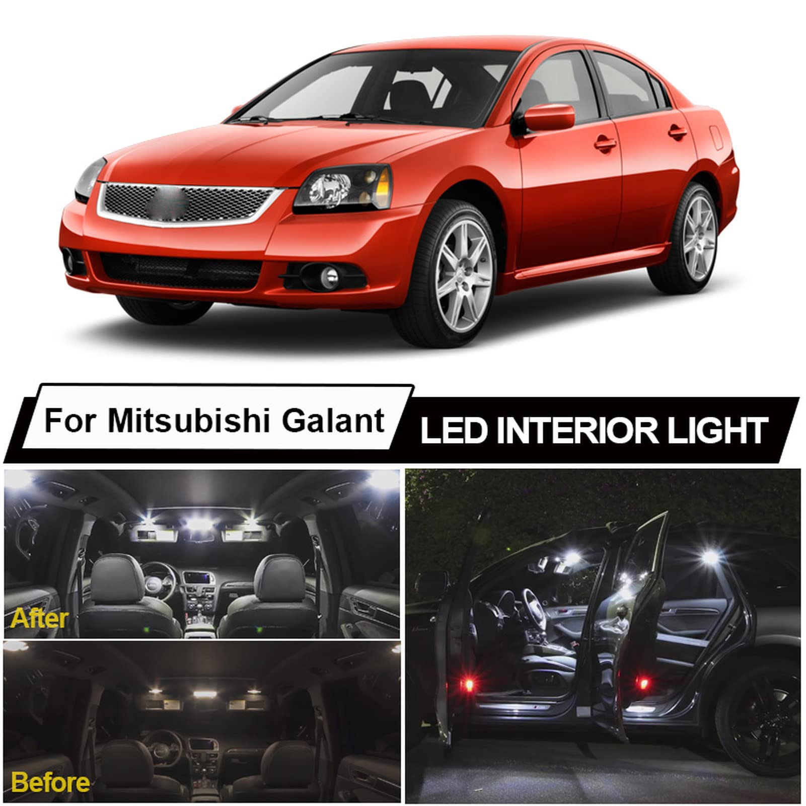 Canbus No Error, Kit de Bombillas de luz de Maletero de Lectura de Domo de Mapa Interior LED Blanco sin Error, para Accesorios de Coche Mitsubishi Galant 1996-2012