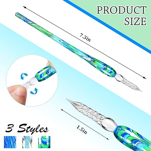 Miniatura 2 de Zonon 6 bolígrafos de inmersión de vidrio hechos a mano con firma de cristal para caligrafía, bolígrafo vintage de tinta de inmersión de