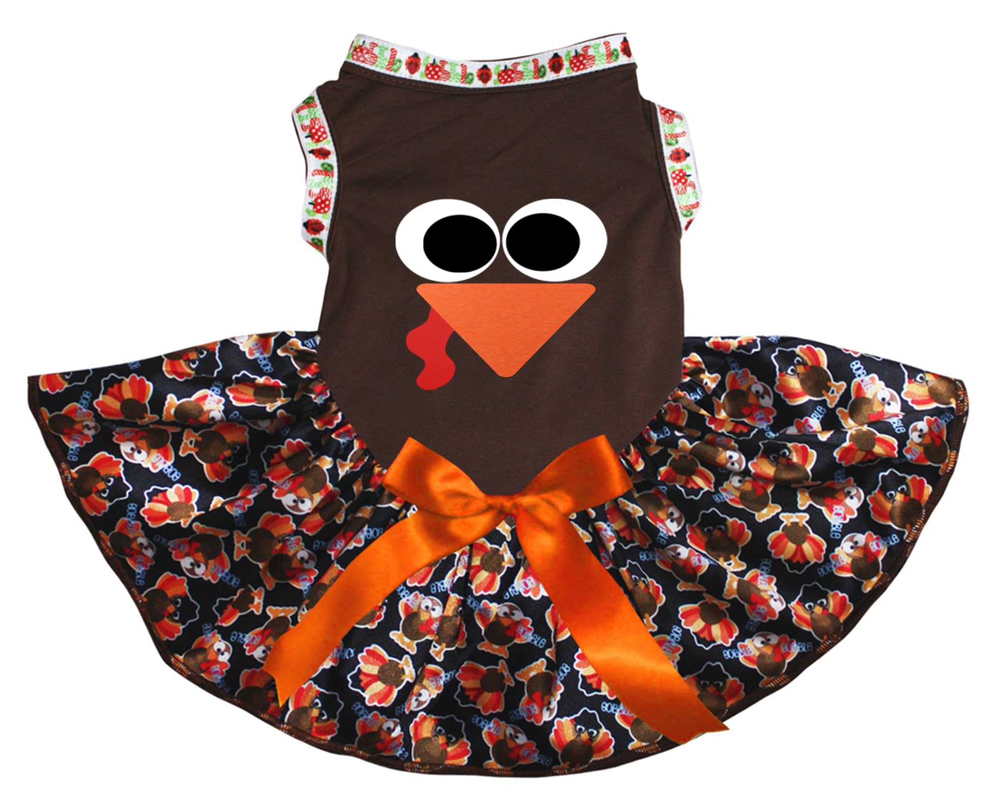 Robe pour chien Turkey Face marron taille L - Vêtement de coupe ajustée pour grand toutou