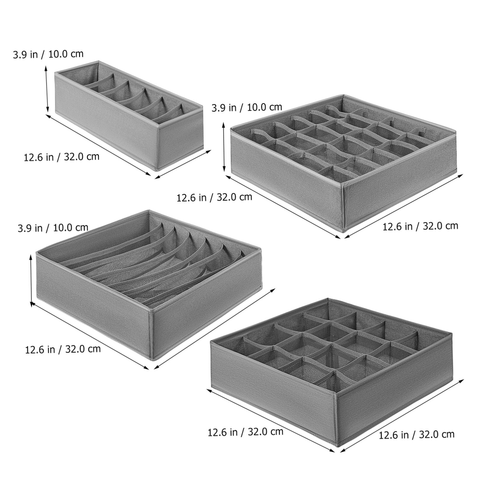 4stücke Faltbare aus Robustem Kationikstoff Fächern Vielseitige Aufbewahrungsboxen für Socken Unterwäsche Bhs Krawatten und Babybekleidung Platzsparend und Waschbar