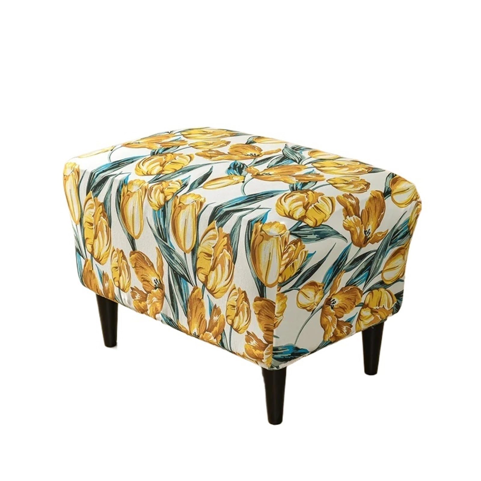 GCYEIDMA Wing Chair Slipcover Floral Wing Chair Slipcover Stretch Armchair Cover Relax Sofa Covers with Seat Cushion Footstool(B4 Footstool Cover)