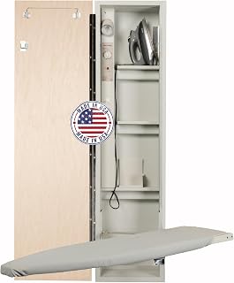 Iron-A-Way Built-In Ironing Center with 46 Inch Swiveling Ironing Board, Electrical System, Hot Iron Storage and Flat Maple Veneer Door-AE46WDU