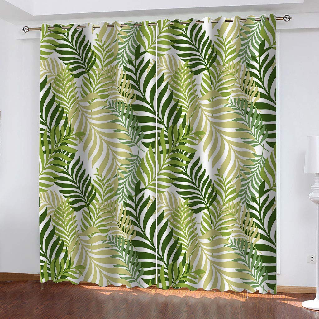 Rideau thermique occultant salon cuisine avec oeillets et motif plante 3D