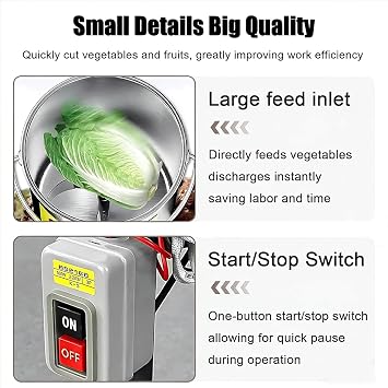 Multifunctional Food Processor, Commercial Electric Vegetable Chopper, Large-Diameter Feed Inlet,120kg/H 3500rpm Stainless Steel Shredder Grater, For Animal Feed for Vegetables Grains