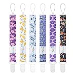 babygoal Floral Pacifier Clips, 6 Pack Binky Paci Holder Leashes Fits for Most Pacifiers and Binkies 6PB21