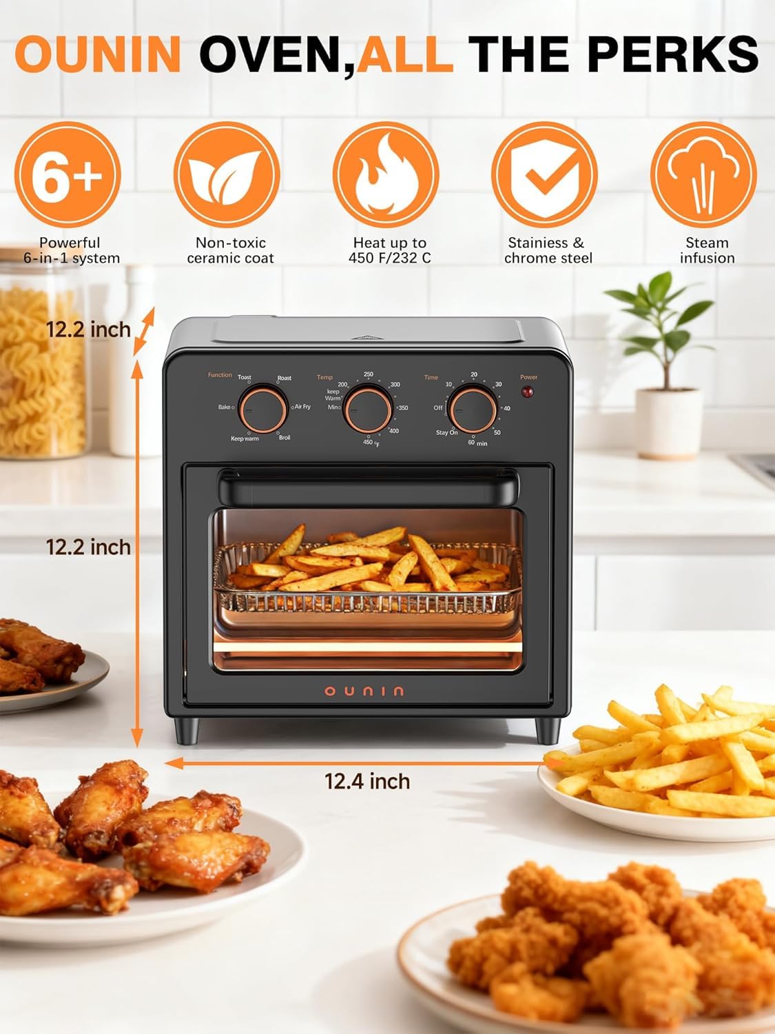 Horno OUNIN 24 L, multifunción 11 en 1 para hornear y cocinar al vapor