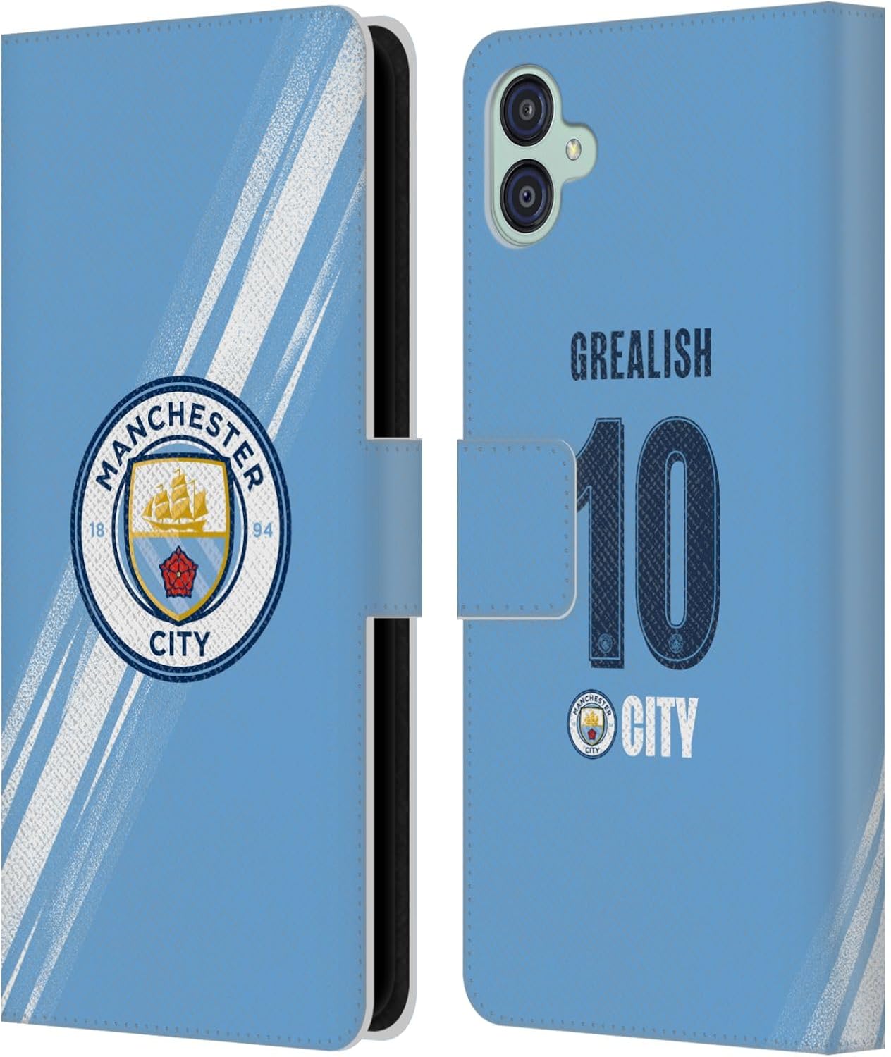 Head Case Designs Officially Licensed Manchester City Man City FC Jack Grealish 2025/26 Players Home Kit Leather Wallet Case Compatible with Samsung Galaxy M04 5G / A04e