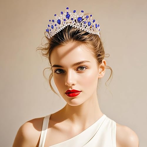 Miniatura 2 de Kamirola - Corona de reina y tiara corona de princesa para mujeres y niñas, diademas de cristal para novias, disfraces góticos de Halloween para