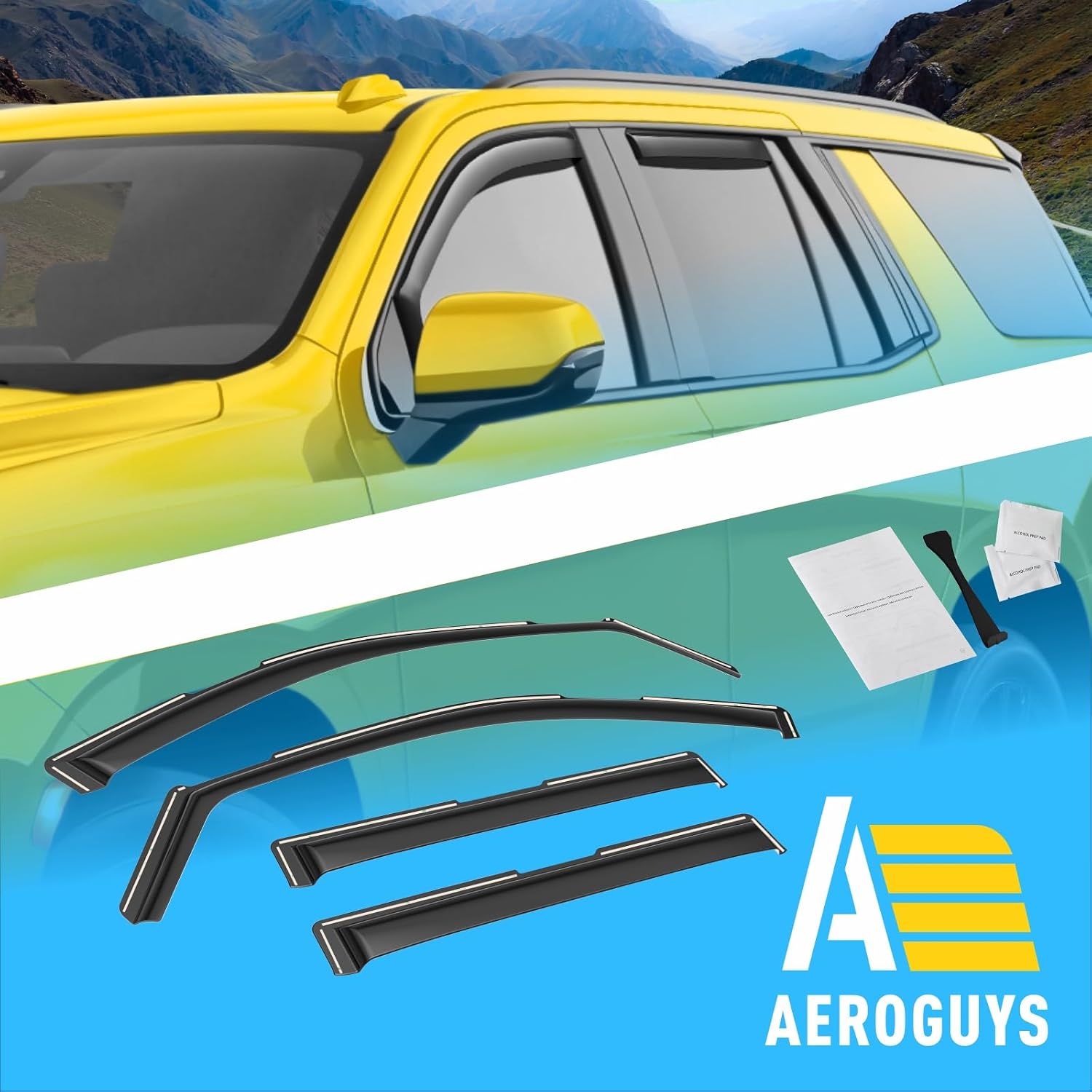 Extra Durable Window Deflectors In-Channel Window Visors Rain Guards Fit for Chevy Tahoe/Cadillac Escalade/GMC Yukon 2021-2026, Sun Visors, Wind Vent for Shades, Exterior Car Accessories- 4 pcs.AG0524