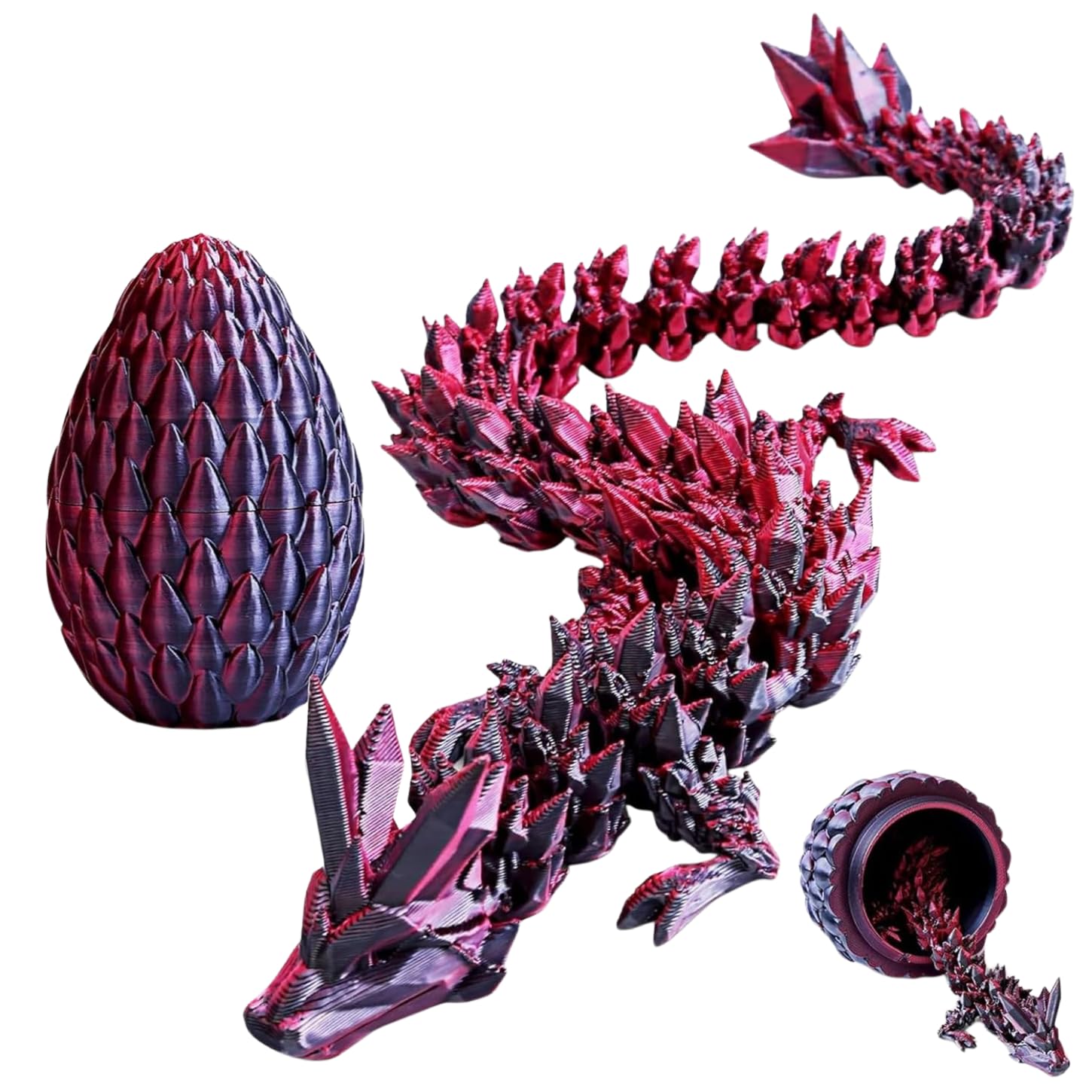 12-Inch 3D Printed Articulated Dragon with Egg – Flexible PLA Fantasy Collectible Figure, Colourful Decorative Display Ornament for Home & Desk Décor