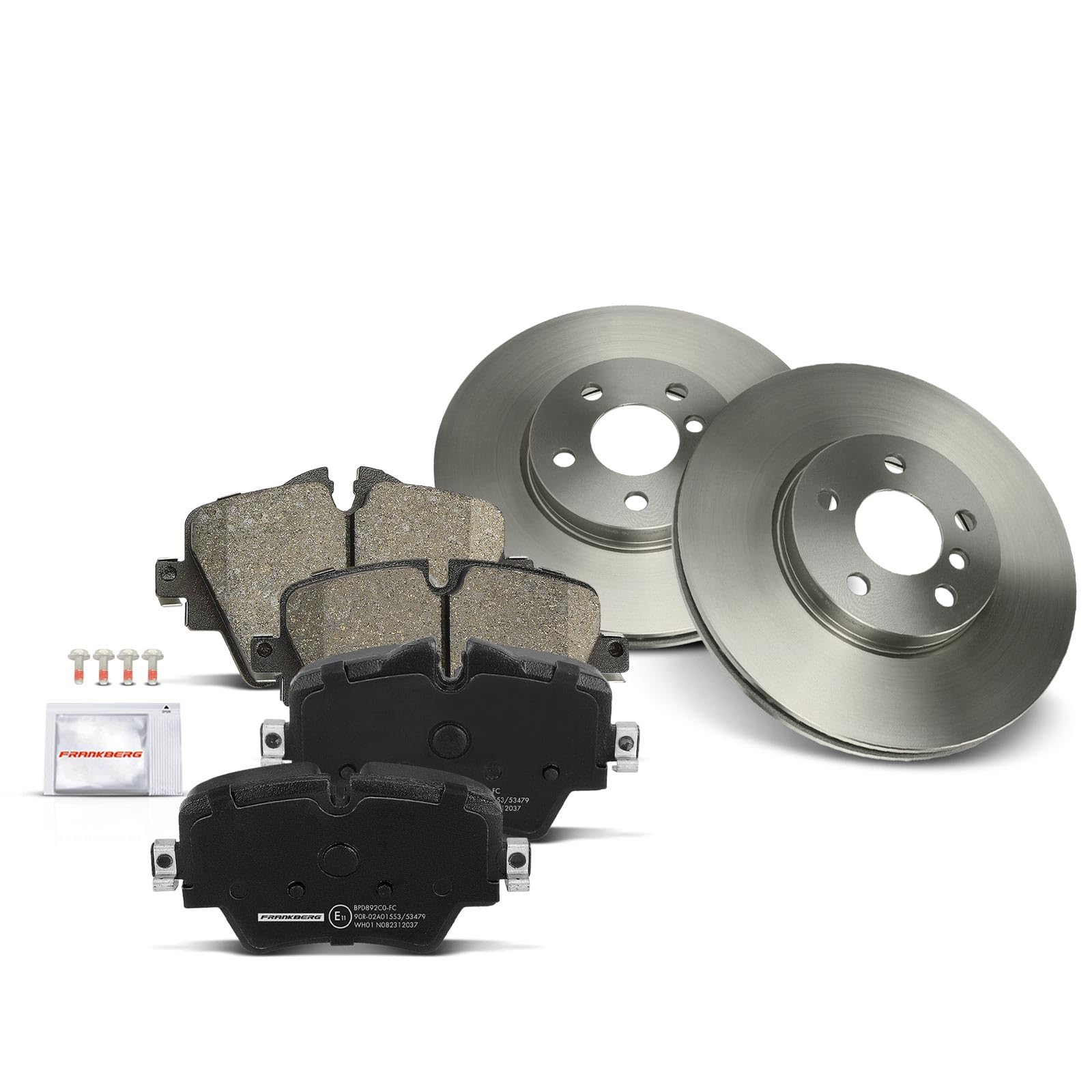 Frankberg Set freni incl. 2x Dischi Freno + 4x Pastiglie dei Freni Anteriore Compatibile con Serie 1 F40 2 Gran Tourer F46 M.i.n.i Countryman F60 X2 F39 Replace# 34116799351