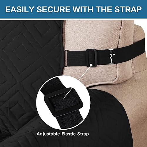 Miniatura 4 de H.VERSAILTEX - Funda protectora reversible para sofá, antideslizante, resistente al agua, 2pulgadas de ancho con correas elásticas, fundas para