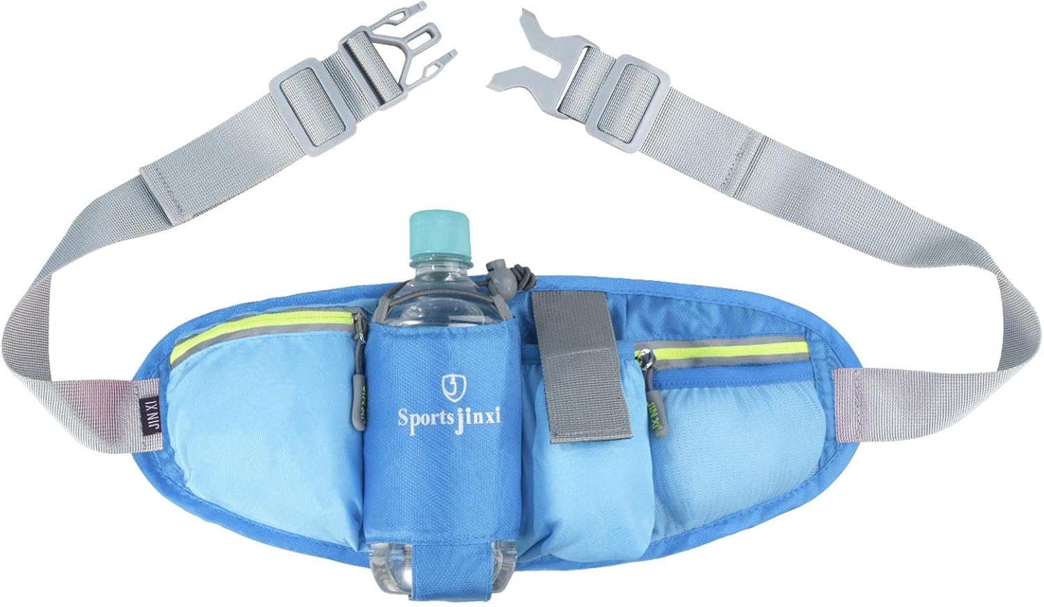 Gopturop Riñonera para correr con botella de agua para hombre y mujer, multifunción, riñonera, impermeable, ligera, para correr, hacer deporte, fitness, correr, montañismo, azul, talla única