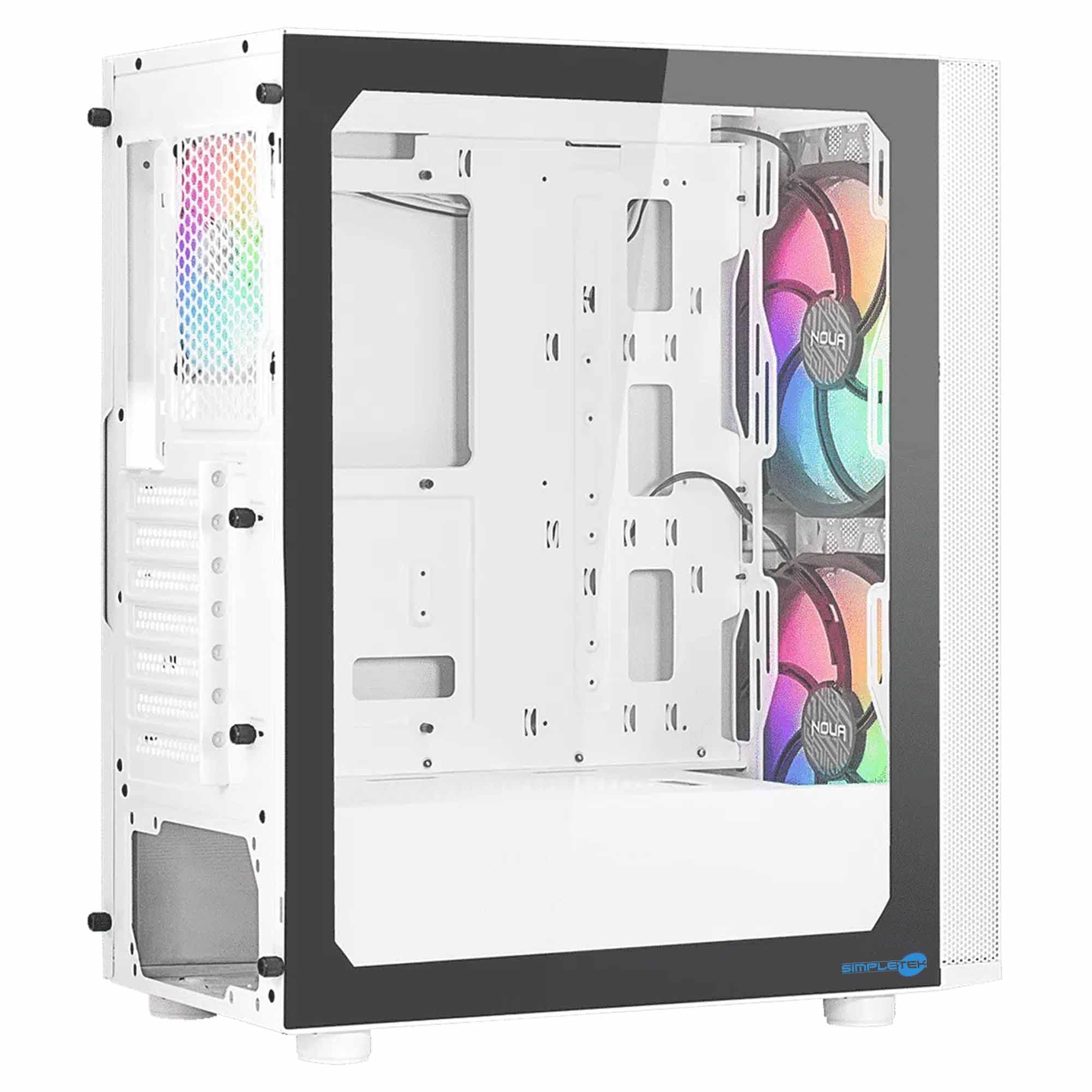 SIMPLETEK - Case Telaio RGB Bianco - Compatibile con Noua Orizon M111 | E-ATX m-ATX mini-ITX ATX - 2x 3.5" - 1x 2.5" | Senza alimentatore