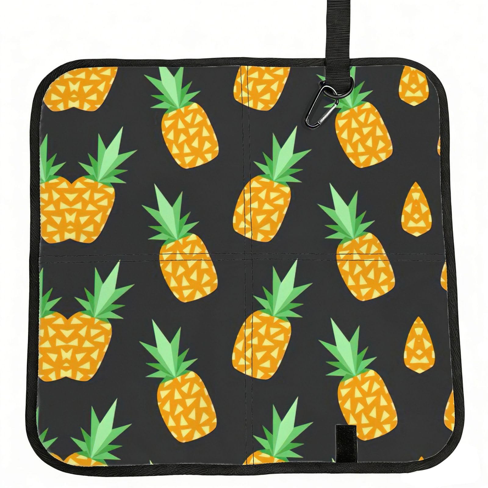 SDEGTHO Yellow Pineapple Printed Foldable Seat Pad with Closure, Lightweight Cushion for Airplane Travel Camping