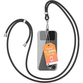 Eazy case Universal mobile phone chain suitable for all smartphones chain for hanging case with cord smartphone chain for on the go mobile phone strap can be combined with any case black