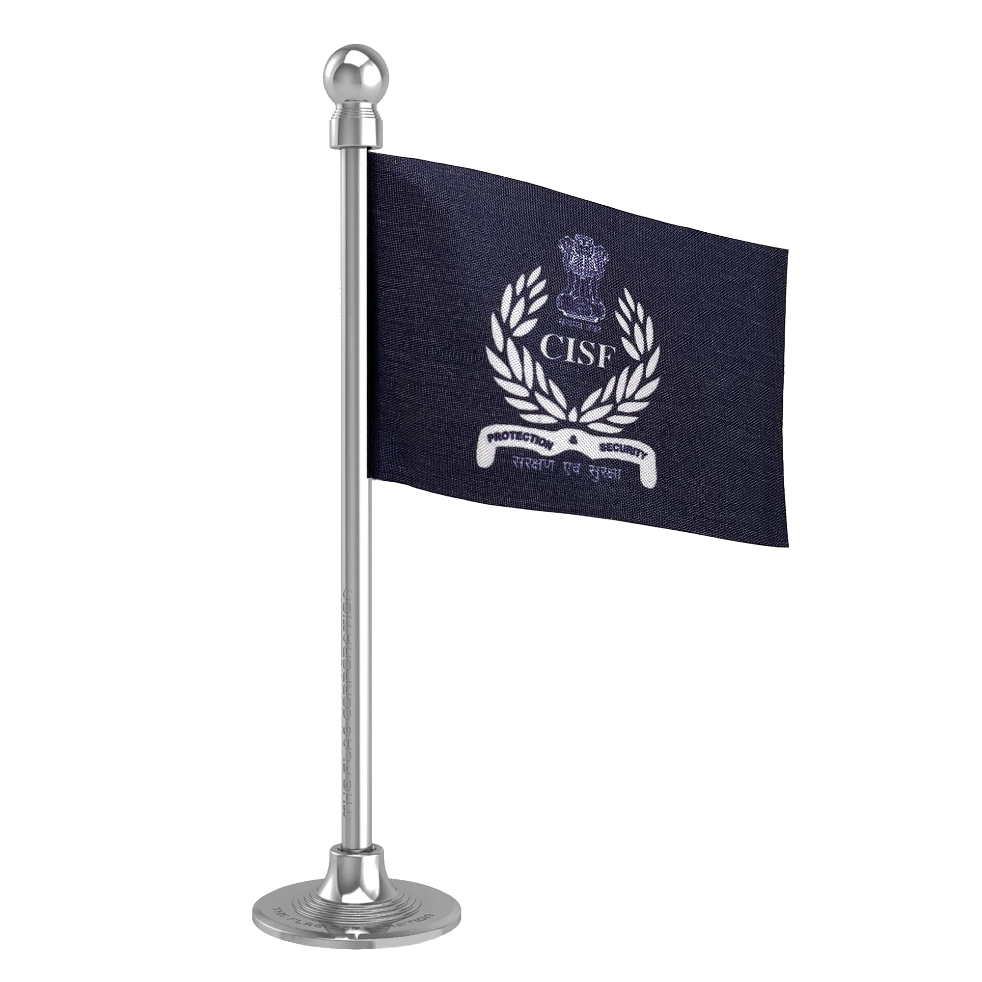 The Flag Corporation CISF Central Industrial Security Force Car Dashboard Flag 2in x 3in With A Plastic Blush Rose Gold Base