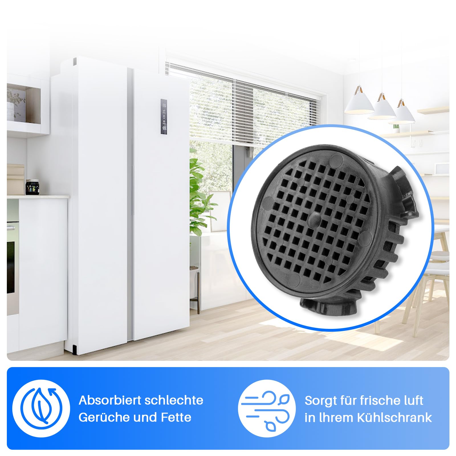 Pack de 2 filtres à charbon actif pour réfrigérateur Liebherr 9096342 9881116, filtre à air frais pour Miele 10806820, filtre à charbon rond Ø 45 mm