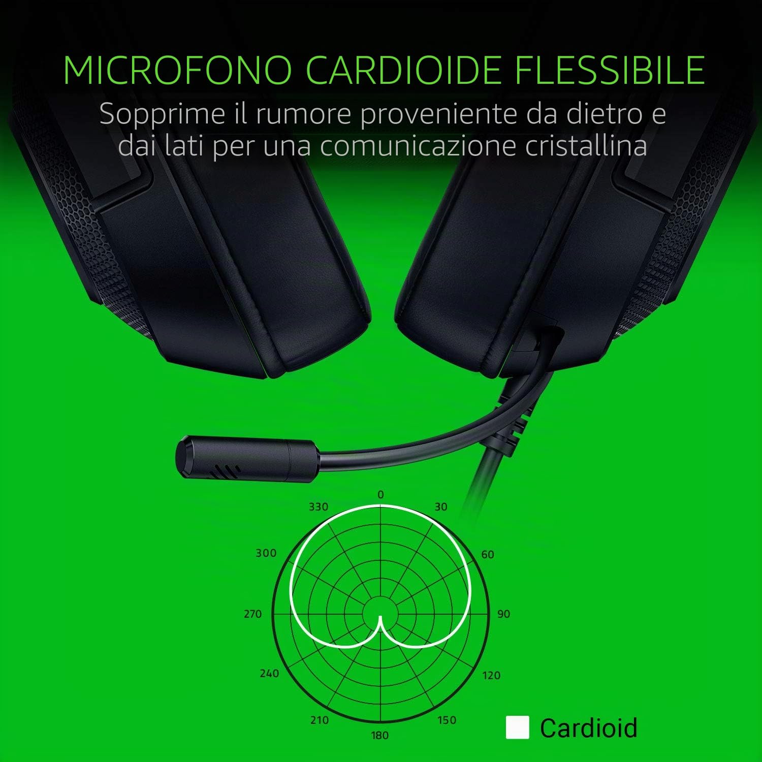 Razer Kraken X Cuffie da gioco ultraleggere suono surround 7.1 struttura leggera microfono cardioide pieghevole One size