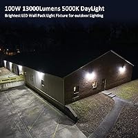 Vista 7 de Luz LED de Pared con Fotocélula de Anochecer a Amanecer, 100W 13000LM 5000K Luz de Día, Entrada AC100-277V, Equivalente a 500W HPS/HID, Iluminación