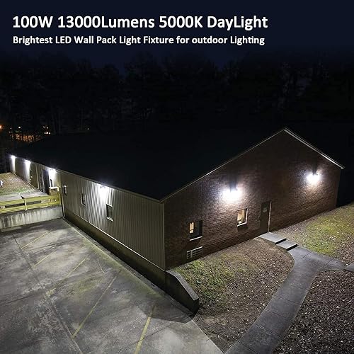 Miniatura 7 de Paquete de luz LED de pared con fotocélulas del atardecer al amanecer, 100 W, 13000 lúmenes, 5000 K, entrada AC100-277 V, equivalente a 500 W