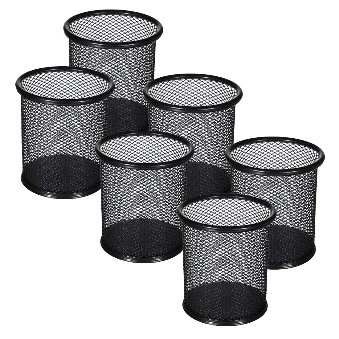 PANKU Standard Mesh Iron Pen Stand,Pencil Stand,Pen Holders,Pencil Holder for Office Table/Study Table/Office Desk/Office Stationery/Study Material Black Pack of 6