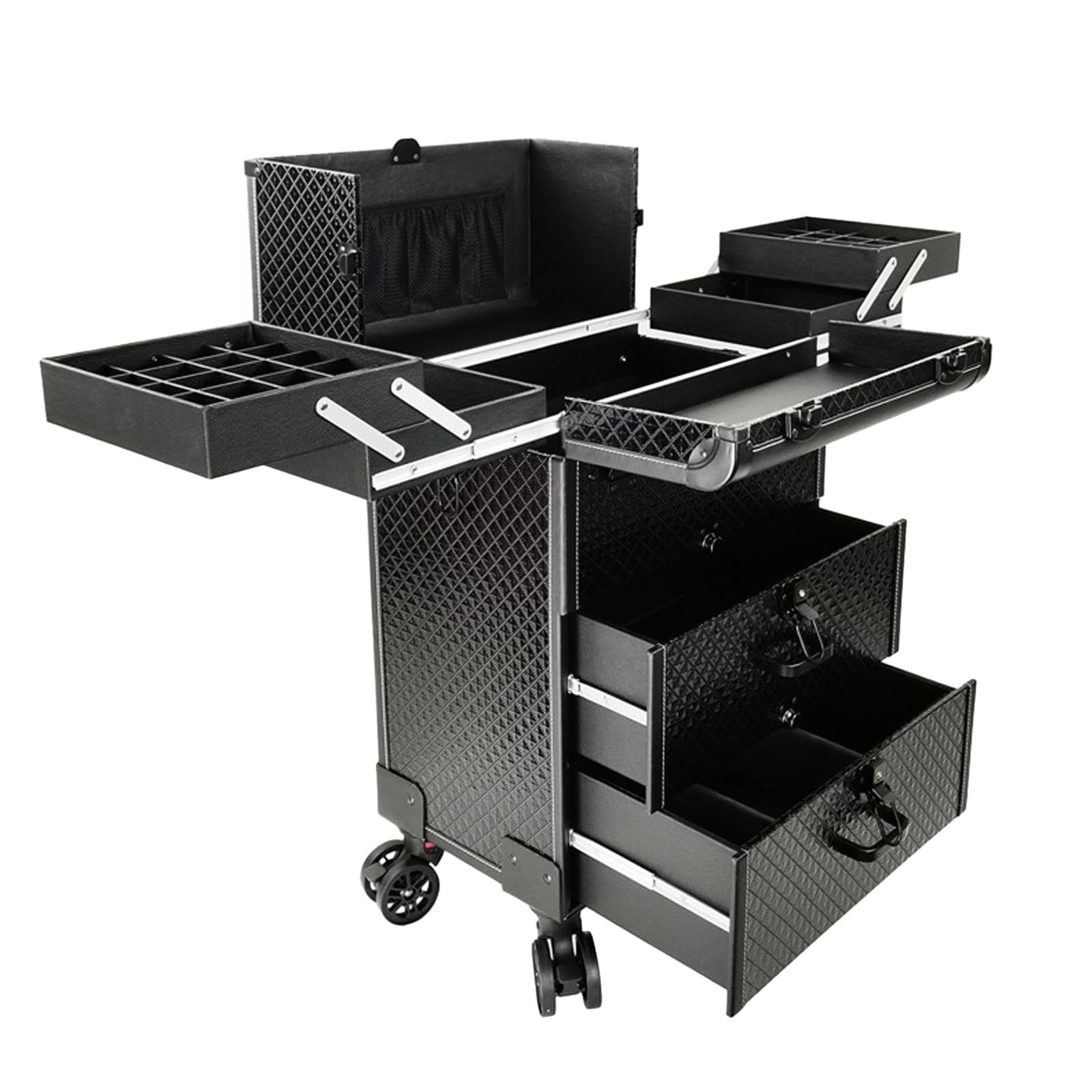 HJXGQJM Professionale Portatile Trousse Make Up Organizers Trucchi Valigetta Porta Trucchi，Beauty Trolley da Viaggio per Trucchi, Trolley Professionale con 4 Ruote,Astuccio per Cosmetici con Cassetti